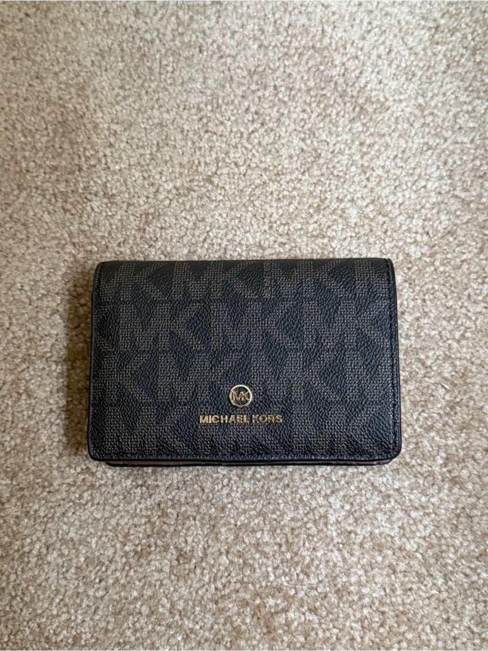 Michael Kors Black Signature MK Wallet with Gold Hardware